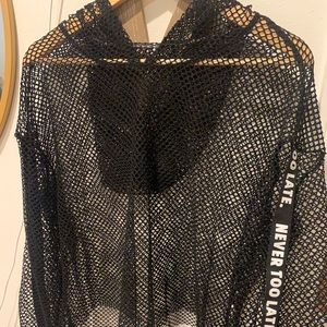 SHEIN Black long sleeve mesh crop top 1x